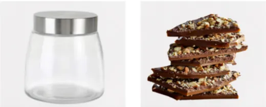 Frasco de vidrio + toffee